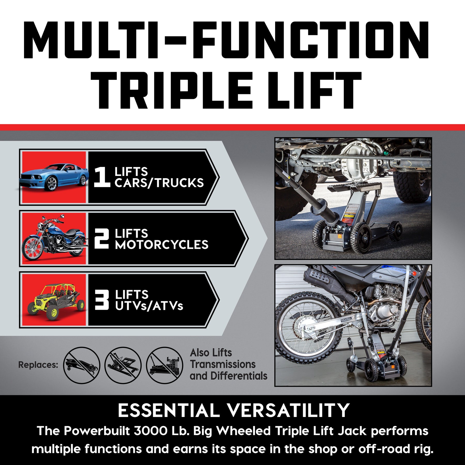 3000lbs Big Wheel Off Road Triple Lift
