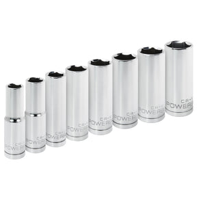 8 Piece 1/2 in. Dr. SAE Deep Socket Set