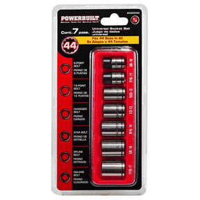 7 Piece 3/8 Inch Drive Universal Socket Set with Tray