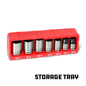 7 Piece 3/8 Inch Drive Universal Socket Set with Tray