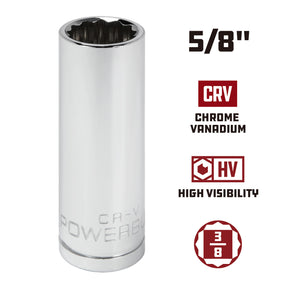 3/8 in. Dr. Sockets - SAE Deep - 12 Pt.